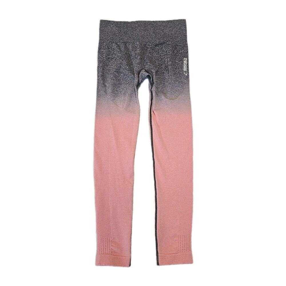 Gymshark Seamless Ombre Leggings Grey Peach Pink High Waisted Yoga Pants Small S
